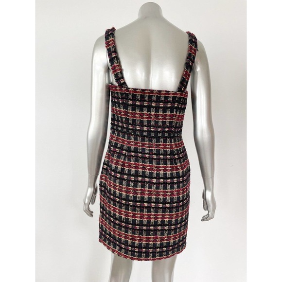 House of Harlow 1960 Boucle Dress Size Xs Black Red Gold Convertible Strap Mini - Picture 4 of 11